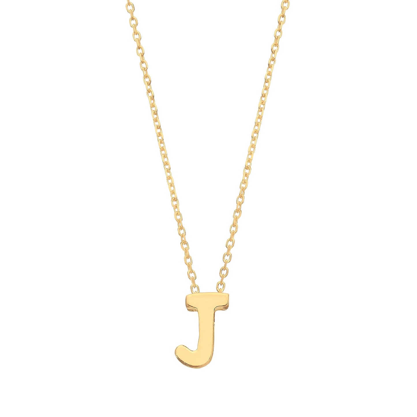 9ct Gold Plain Initial Pendant With Fine 17" Trace Chain