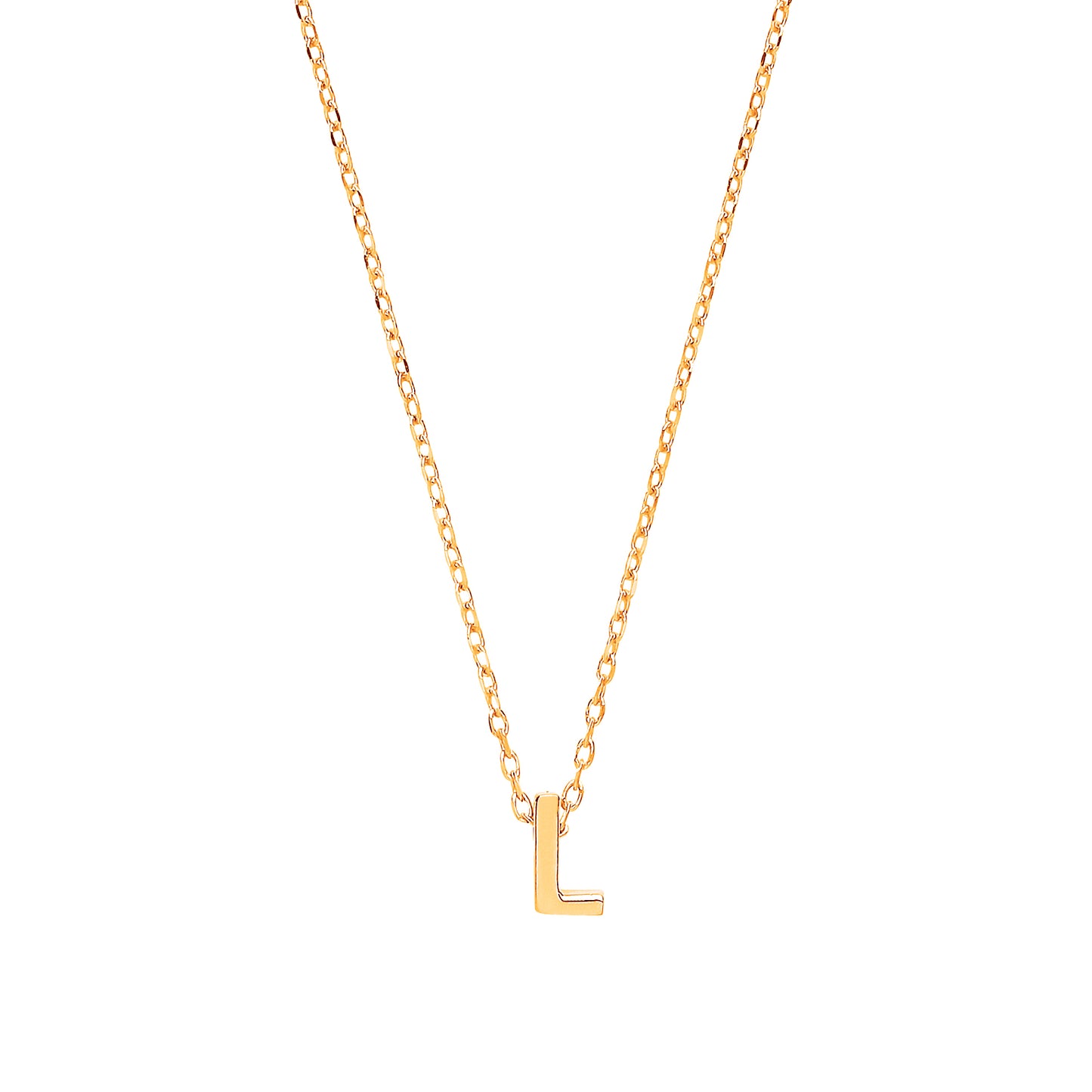 9ct Gold Plain Initial Pendant With Fine 17" Trace Chain