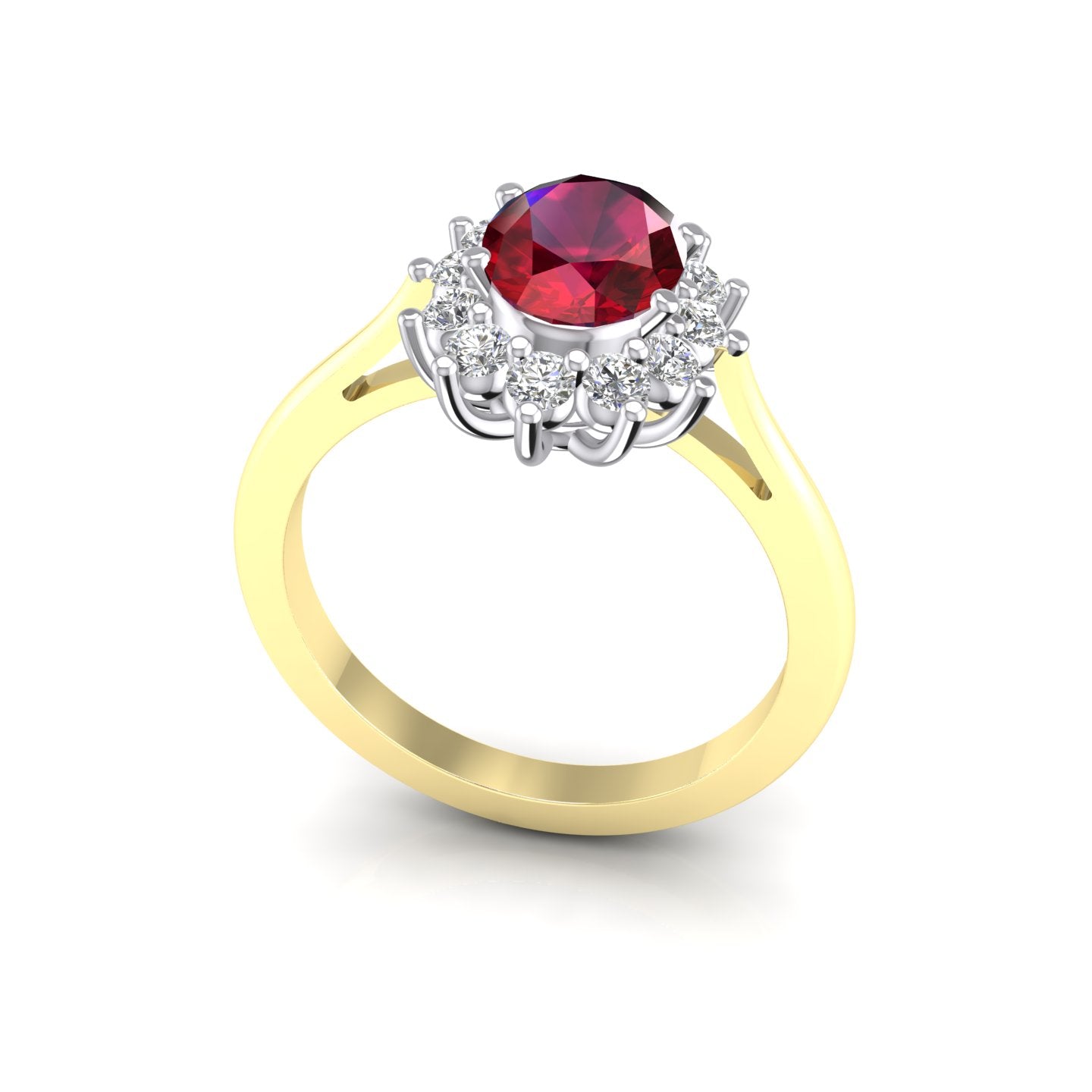 9ct Yellow Gold Plated White & Ruby Cubic Zirconia Ring