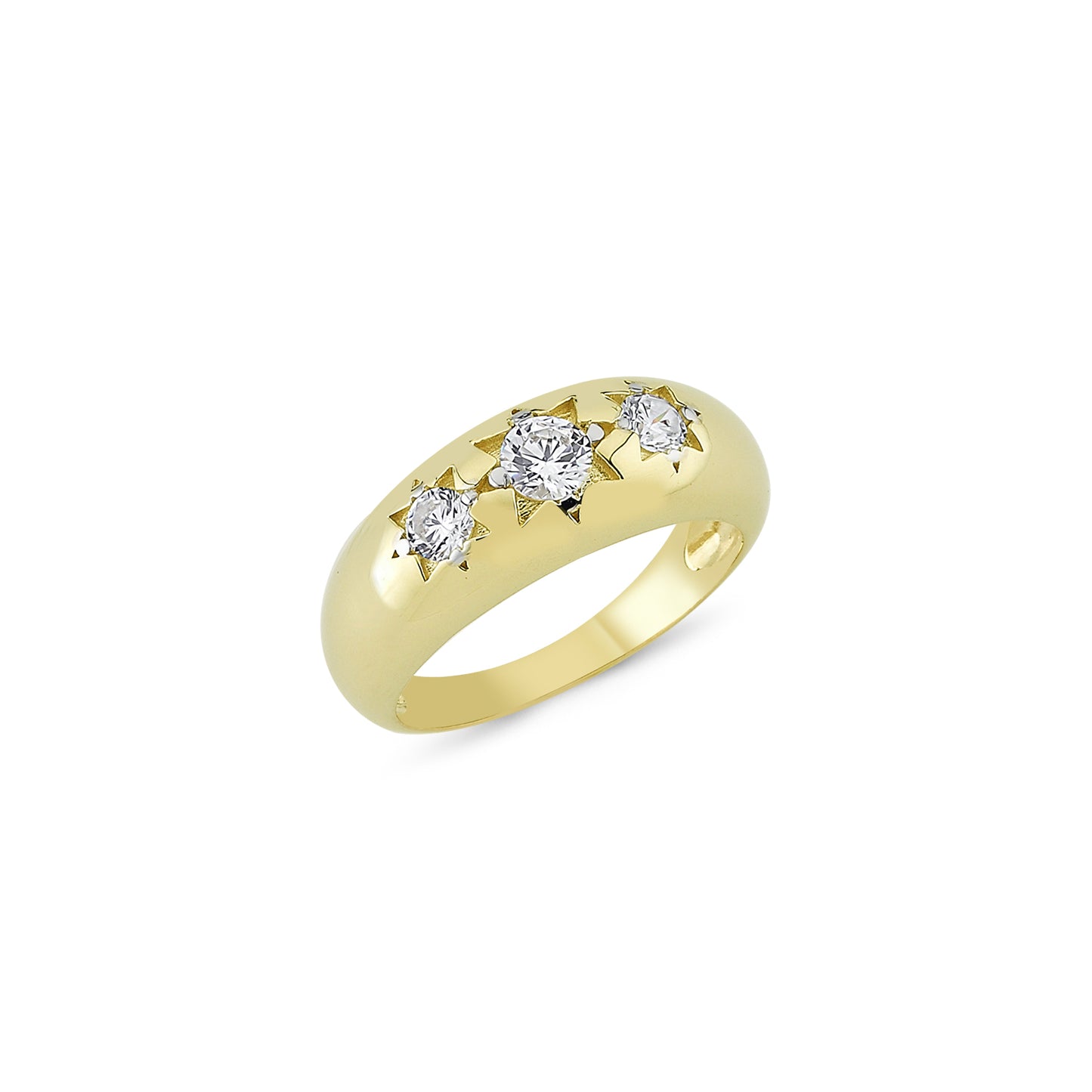 9ct Gold CZ Gents Gypsy Ring