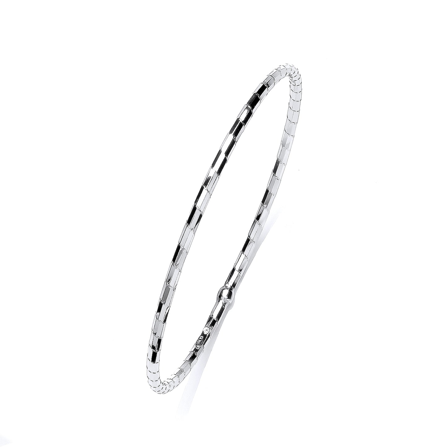 Silver Platinum Plate Diamond Cut Slave Bangle