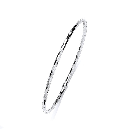 Silver Platinum Plate Diamond Cut Slave Bangle