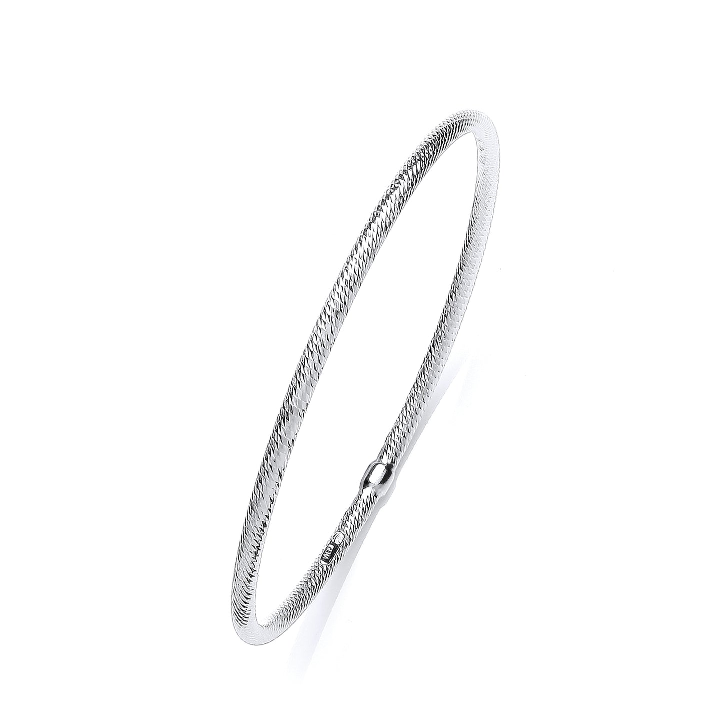 Silver Platinum Plate Diamond Cut Slave Bangle