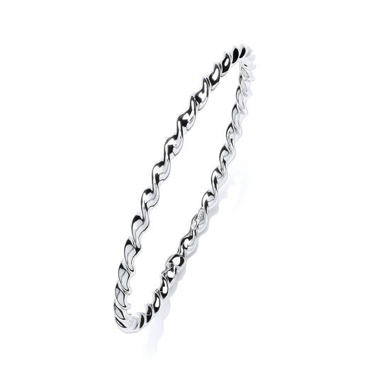 Silver Platinum Plate Twisted Polished Slave Bangle