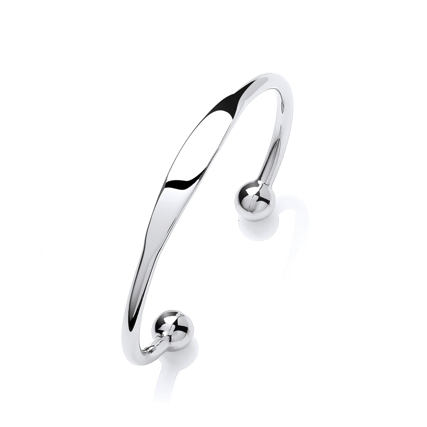 Silver Platinum Plate ID Plain Torque Bangle