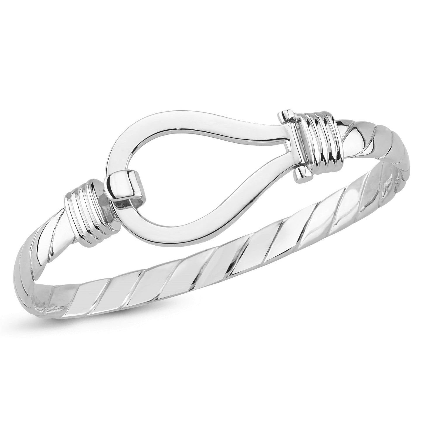 Silver CZ Fancy Hook Bangle